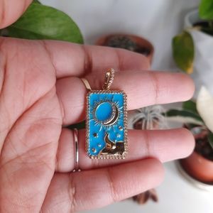 Gold Plated Enamel Tarot Card Pendant